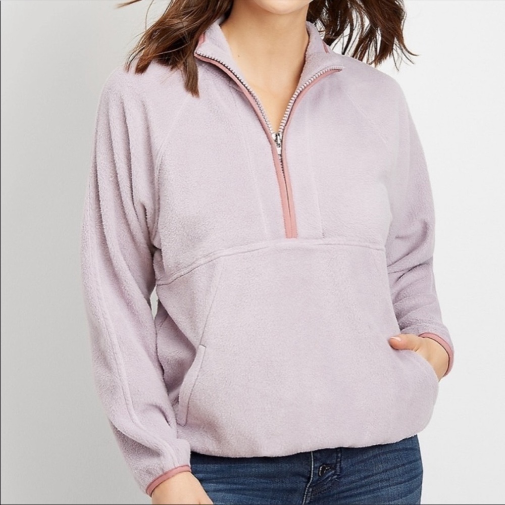 Maurices Lavender Fleece Zip Neck Pullover